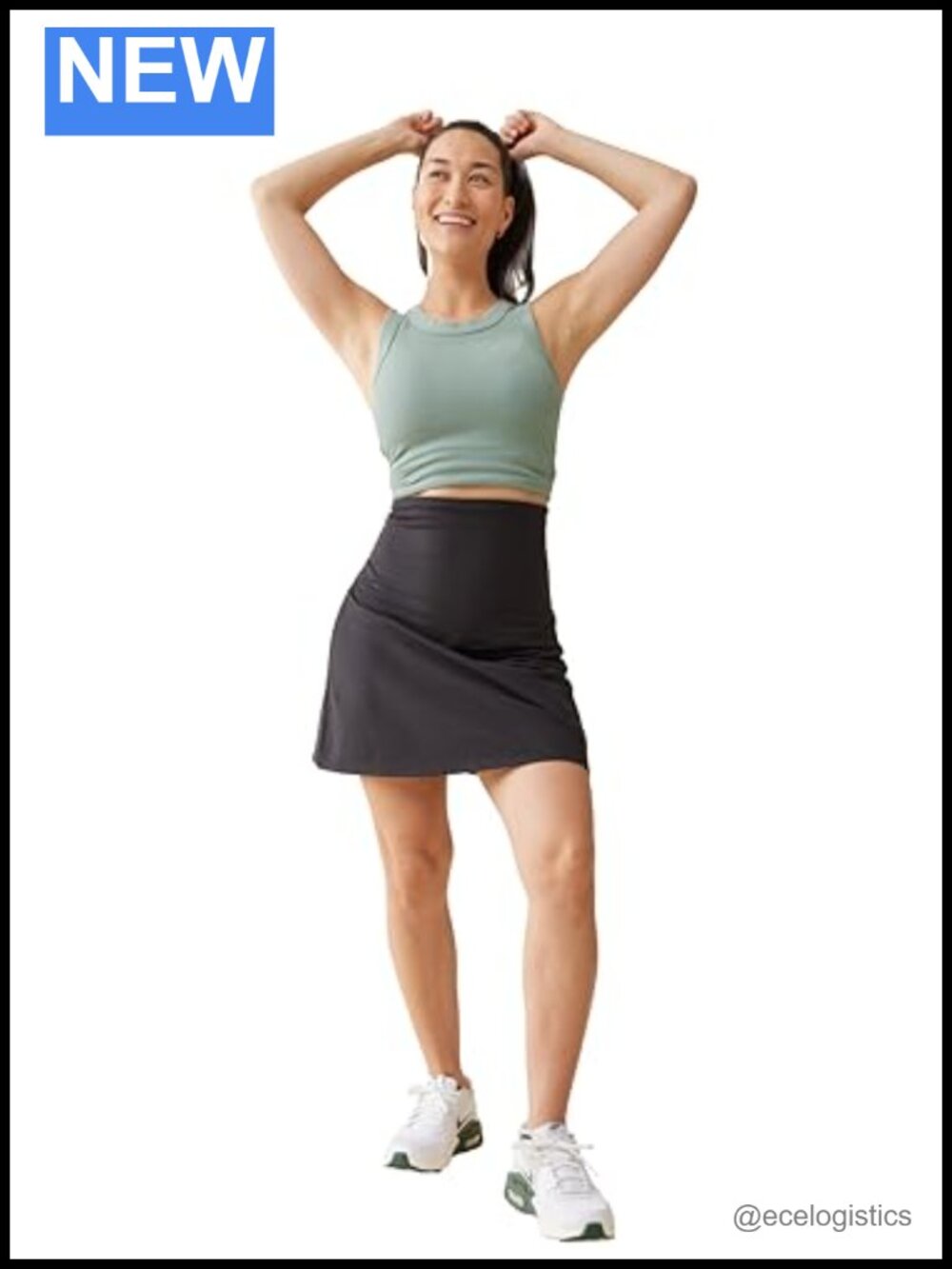 Postpartum Skort with Built-in Shorts High Rise Recycled Polyester Maternity